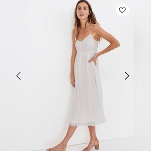 Madewell Silk Ruched Ruffle-Hem Midi Dress
